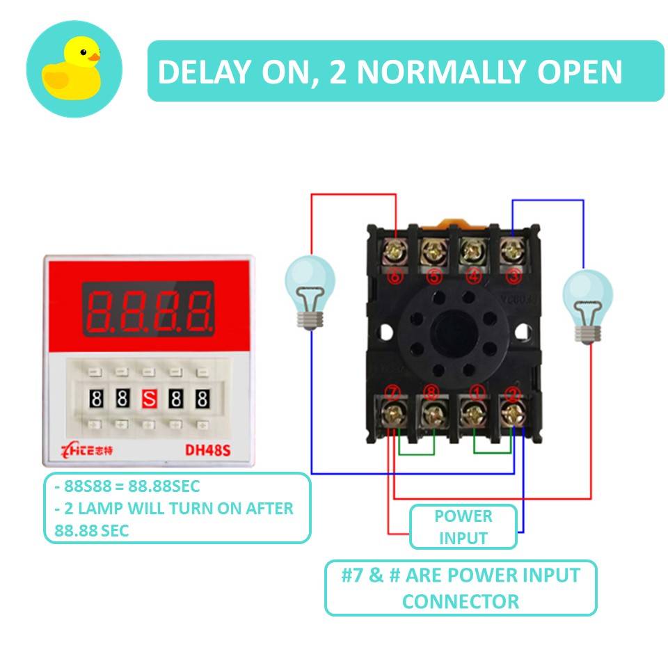 DH48S2Z 5A Dual Channel Relay Timer With Adjustable Power On/Off Delay