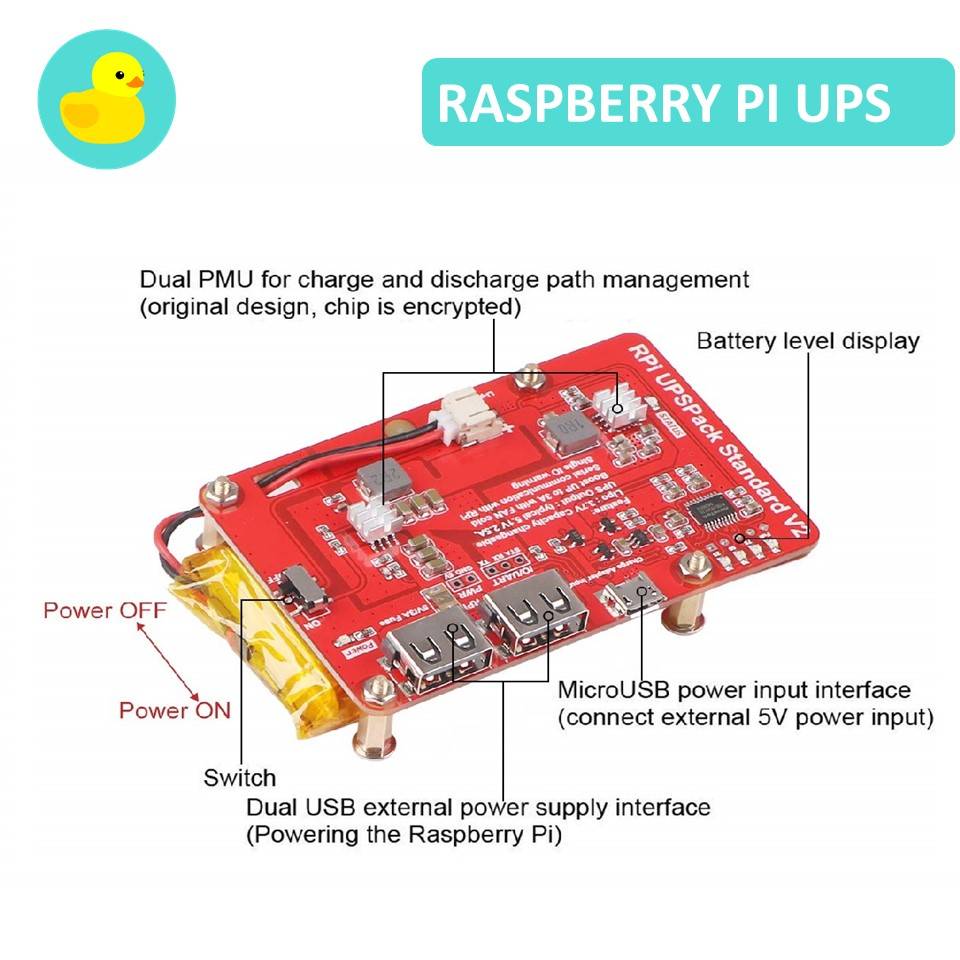 Lithium Battery Power Supply UPS Expansion Board For Raspberry Pi 3B+ / 4B
