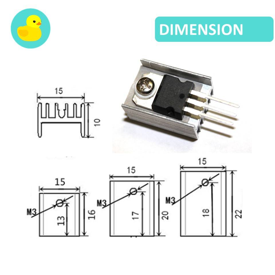 TO220 Aluminium Heat Sink With Bolt, Nut & Thermal Pad