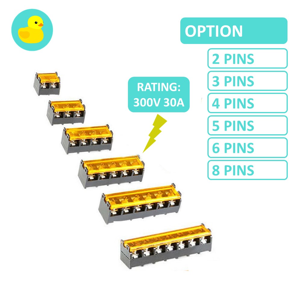 HB9500 2P 10P PCB Barrier Terminal Block With Cover 300V 30A 9.5mm Pitch