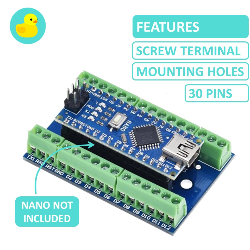 Arduino Nano Screw Terminal Block Adapter Board Shield